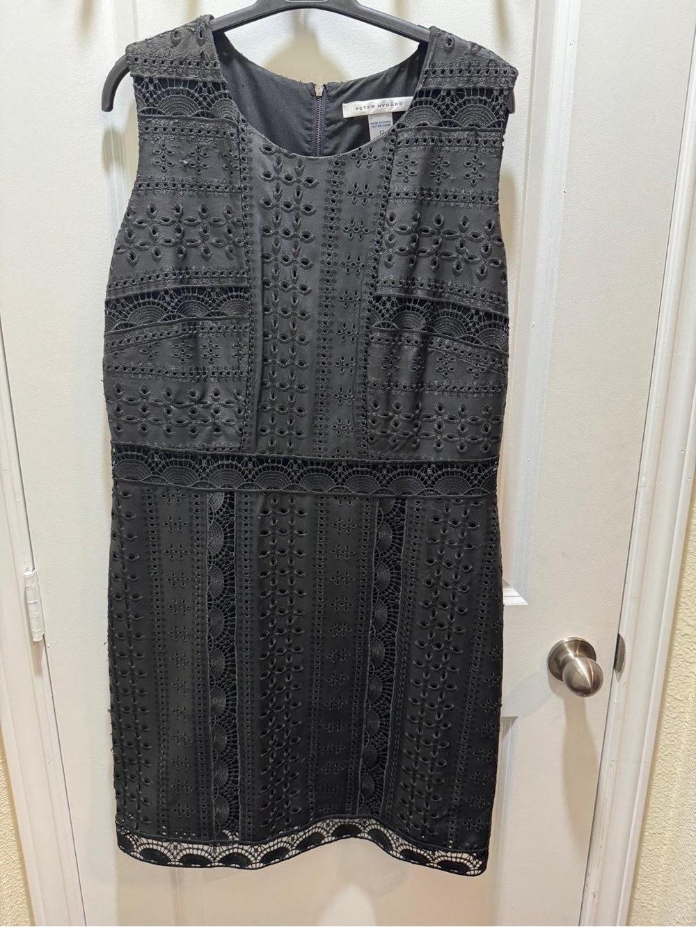Peter Nygård Black Eyelet Lace Sheath Dress